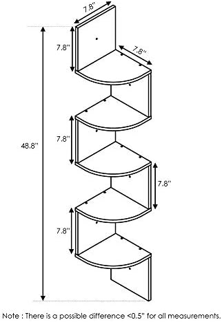 5-Tier Zigzag Corner Shelf Wall Mounted, Radial Corner Wall Shelf, Floating Book Shelves for Wall, for Bedroom, Home Off