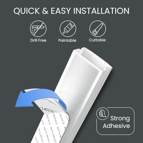 EVEO Cord Hider - 300” Cord Cover Wall Cable Hider, Cable Concealer, Wire Hiders for TV on Wall. Cable Management, Cord 