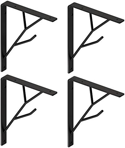 Mocomax 8 Inch Decorative Shelf Brackets, Heavy Duty Floating Shelves, Wall Mount Shelving Bracket, Hardware L Shape Tre