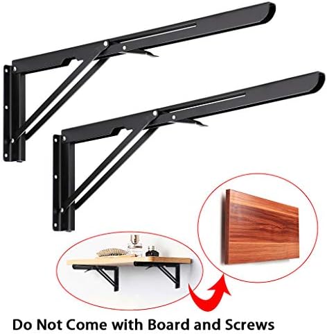 Sumnacon 2 Pcs 20 Inch Sturdy Folding Shelf Brackets - Heavy Duty Triangle Table Bench Folding Shelf Brackets, Wall Moun