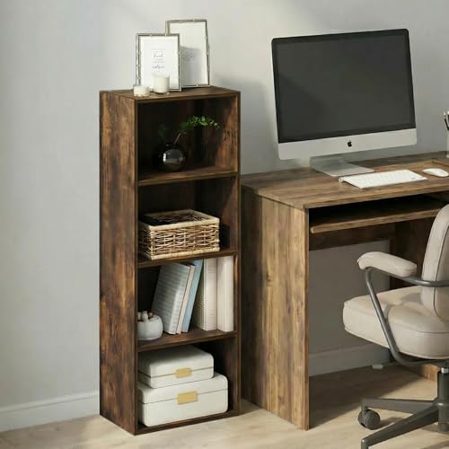 Furinno LUDER Book Shelf, 4-Tier Bookshelf, Bookcase with Open Shelf, 9.3 x 15.6 x 41.7, for Corner, Living Room, Bedroo