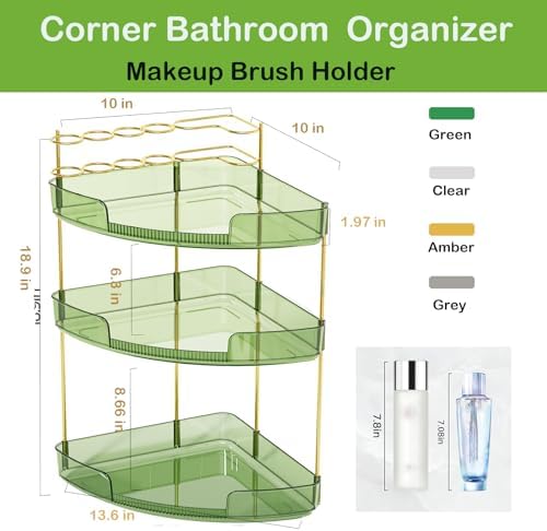 FELIZHOUSE 3-Tier Makeup Organizer for Vanity & Bathroom Countertop – Acrylic Storage Shelf with Perfume Tray & Makeup B