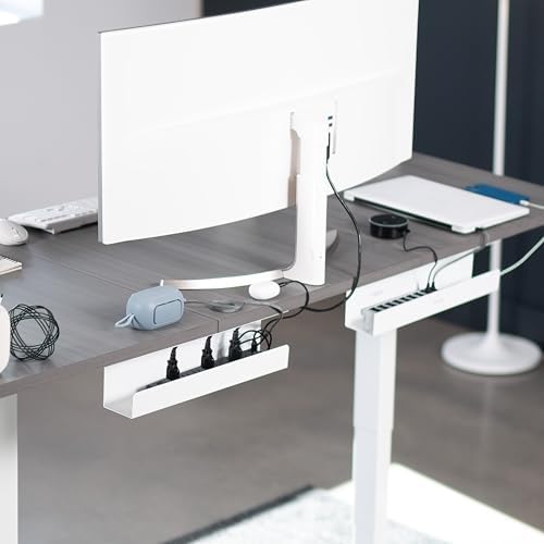 VIVO 2 Pack White 17 inch Under Desk Cable Management Tray, DESK-AC06-2CW