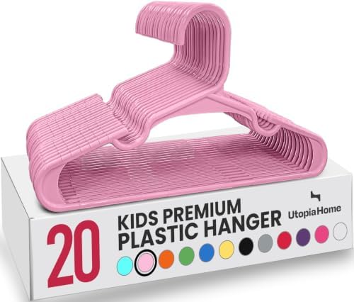 Utopia Home Kids Hangers 20 Pack – 11.5 Inch Baby Closet Hangers Baby Pink