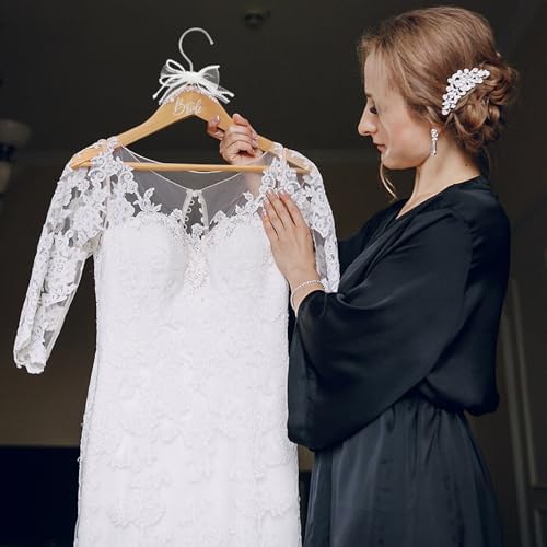 Yuntau Bride Hanger for Wedding Dress Wooden Mrs Hanger,Brown,Bride