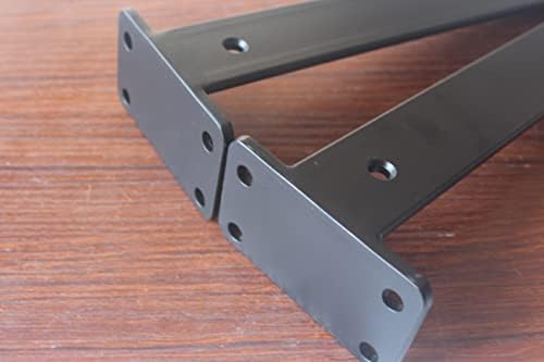 6 Pack - 11 inch Black Hidden L Shelf Bracket (1/5 Inch Thicked) Iron Floating Shelf Brackets Rustic Industrial Metal Br