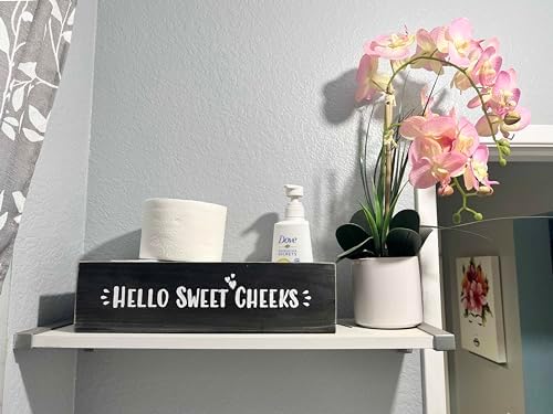 Admired By Nature Hello Sweet Cheeks Solid Wood Toilet Paper Holder, Farmhouse Décor, Toilet Paper Storage, Bathroom Acc