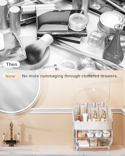 Anylady Makeup Organizer Countertop, Skincare Holder Bathroom Counter Organizer, Storage Box Cosmetic Display Cases, Tee