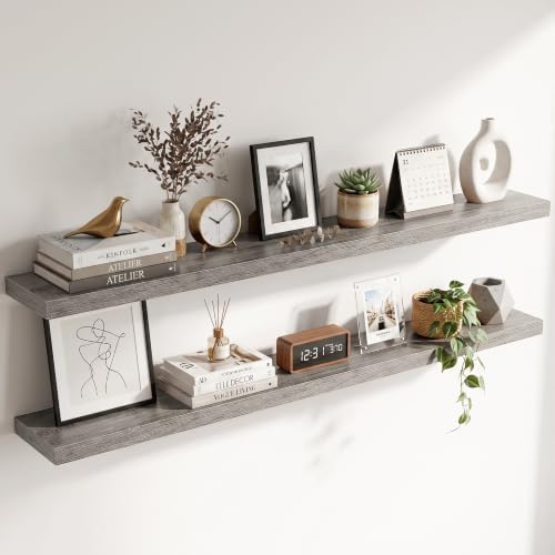 55 Inch Floating Shelves for Wall 2 Pack, Wood Wall Bathroom Shelves