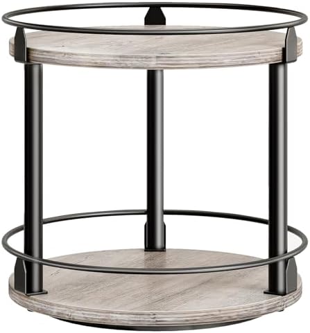 YATINEY Lazy Susan Organizer, Rotating Spice Rack, 2 Tier Spice Turntable Organizer, Industrial Turntable Spice Holder, 