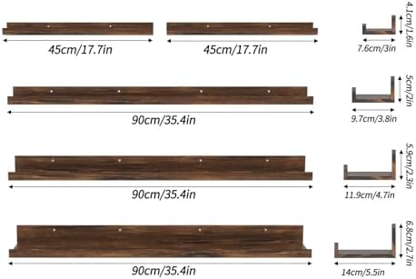 Giftgarden 36 Inch Large Floating Shelves for wall Set of 5, Rustic Wood Wall Shelves for Bathroom, Bedroom, Kitchen, Li