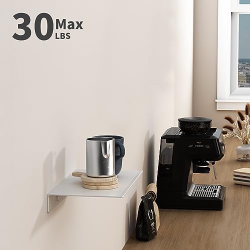 Danpoo 8 inch White Small Floating Shelf for Wall Organizer & Storage, Mini Display Shelf, Metal Wall Shelf for Bathroom