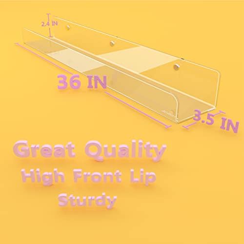 2 Pack 36 Inch Clear Acrylic Kids Wall Bookshelves,Display Rack