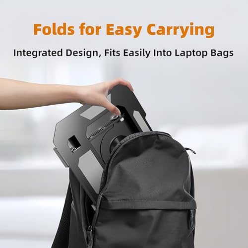 Laptop Stand for Desk - Ergonomic All Metal Computer Riser, 360° Rotating & Adjustable & Foldable, with Large Hollow Coo