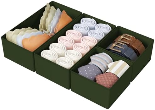 DIMJ Drawer Organizers Clothes, Set of 4 Dresser Organizer Bins, Fabric Closet Organizers and Storage, Shallow Drawer Di