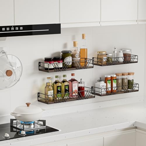 Amaoot Floating Shelves for Wall Set of 4, Wall Shelf Wood Floating Shelf