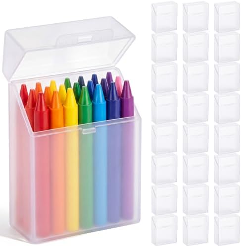 Clabby 24 Pcs Clear Plastic Crayon Boxes Hold 24 Count, Clear