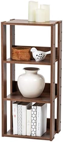 IRIS USA 3-Tier 16" Open Wooden Bookshelf with Adjustable Shelves, Brown