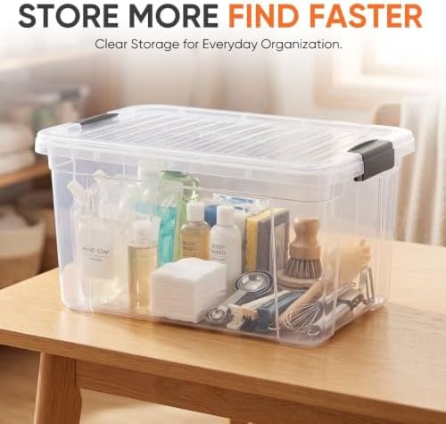 Superio 11 Quart Clear Plastic Storage Boxes with Lids, Stackable Organizer Containers, BPA-Free Storage Bins for Home, 