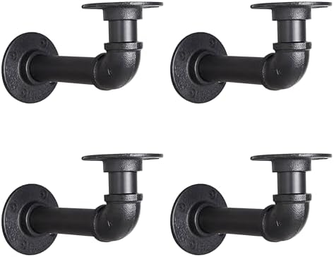 Industrial L Pipe Shelf Brackets for 10-20 in Depth Wood Heavy-Duty 3/4" Iron,Wall Mount Floating Shelf Bracket L Metal 