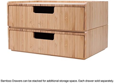 MobileVision Bamboo Makeup Drawer Organizer, Cosmetics Storage Box, Break Resistant Display Case and Drawer