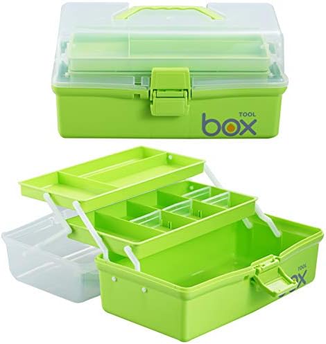 Kinsorcai 12'' Three-Layer Clear Plastic Storage Box/Tool Box, Multipurpose Organizer and Portable Handled Storage Case 