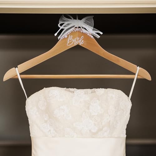 Yuntau Bride Hanger for Wedding Dress Wooden Mrs Hanger,Brown,Bride