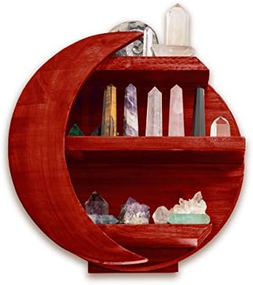 CHAMAMA Moon Shelf, Essential Oil Shelf, Moon Wall Decor, Crystal Display Shelf, Moon Shaped Shelf for Crystals, Decor, 