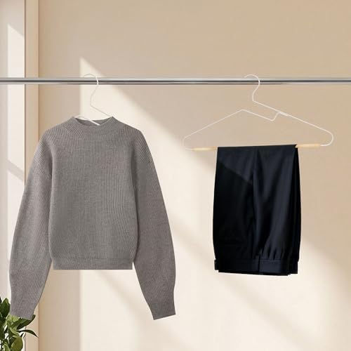 Wire Hangers with S-Shaped Opening Design, White, 24-Pack