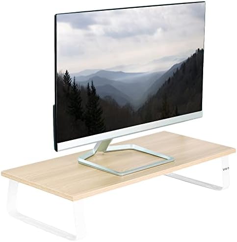 VIVO 24 inch Monitor Stand, Wood and Steel Desktop Riser, Screen, Keyboard, Laptop, Small TV, Ergonomic Desk and Tableto