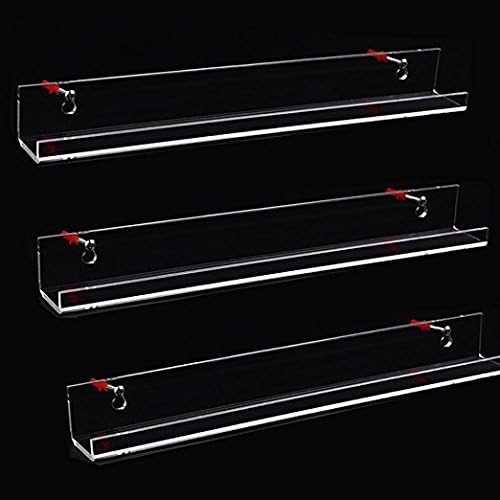 Sooyee 6 Pack 15 Inch Acrylic Invisible Floating Bookshelf for Kids Room, Modern Picture Ledge Display Toy Storage Wall Shelf, Clear