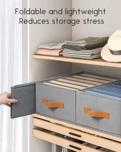 Homsorout Closet Organizers and Storage - Fabric Clothes Organizer with Handles, Foldable Jeans Organizer for Clothes, D