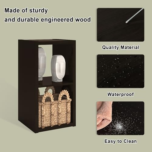 CTESNE【2026 Wooden Thick Frame 2 Cube Storage Organizer Shelf with Anti-Tipping Kits + Reversible Open Back Bookcase, Ho