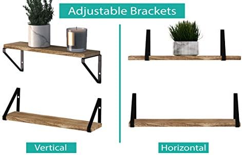 Wallniture Ponza Wood Floating Shelves for Wall, Rustic Wall Shelves for Living Room, 24" Bookshelf and DVD Storage Shel