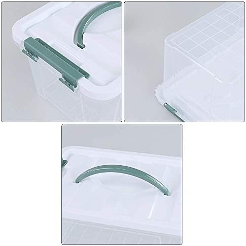 6 Pack Small Container Bins, Clear Plastic Storage Boxes with Lids, 11.14''L x 7.75''W x 5.67''H