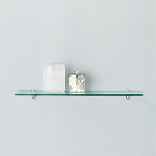 Floating Glass Shelf, 4-3/4"x21" Inch-3/8 Inch Thick Tempered Glass Shelf with 2 Free Chrome Brackets and Screws For Bat
