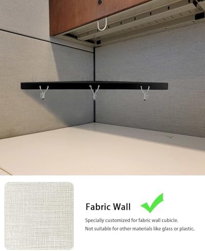 Metal Cubicle Corner Shelf with 3 Hooks for Office Fabric Walls