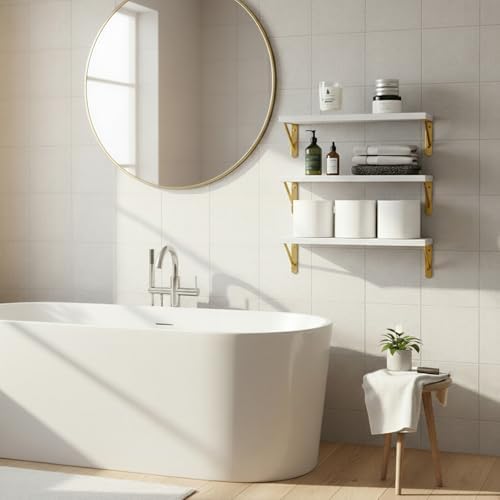 Fixwal Wall Floating Shelves for Home Decor (White, Set of 3, 16.5 Inch)