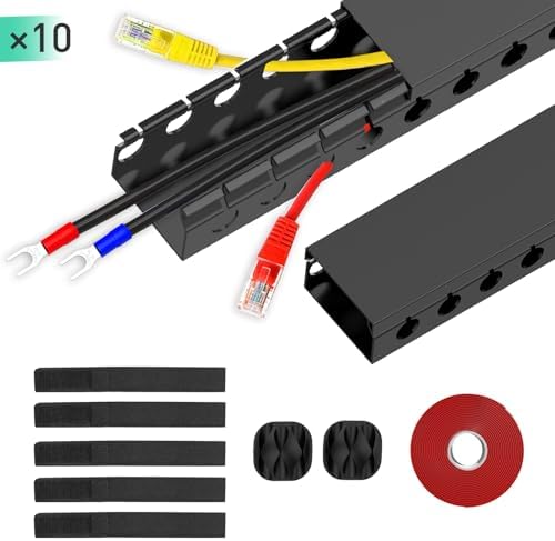ENONCI Cable Raceway 154in Wire Covers Under Desk Cable Management 10-Pack