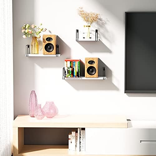 SRIWATANA Floating Shelves Set of 3, 17'' Wood Wall Shelves, White