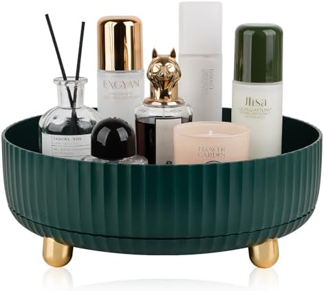 360 Rotating Makeup Perfume Organizer Skincare Tray, Large Teal Green