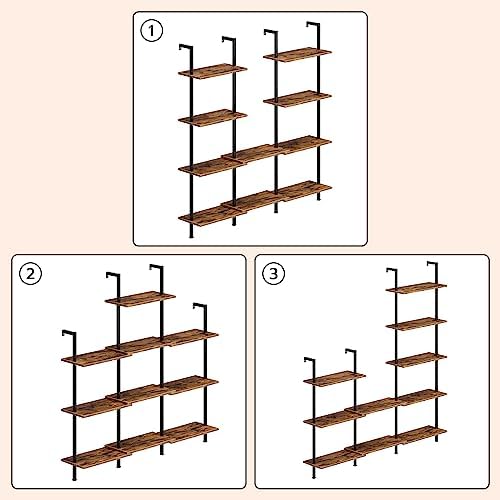 HOOBRO DIY Ladder Shelf, 5-Tier Wooden Wall Mounted Bookshelf, Narrow Bookcase, Display Shelf, Storage Rack, Plant Stand