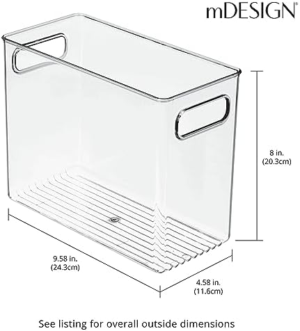 mDesign Plastic Modern Kitchen, Pantry Food Storage Container Bin w/ Handles - Cabinet, Fridge/Freezer, Countertop Organ