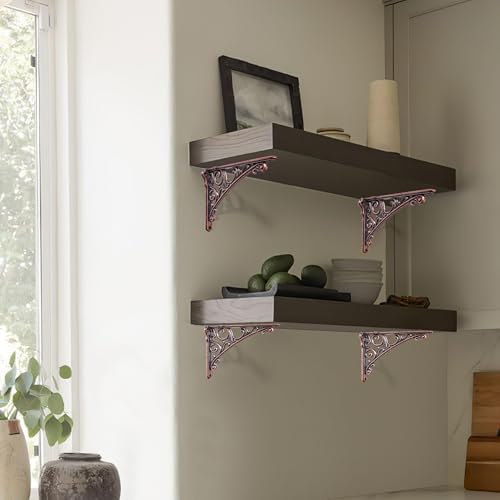 Khtumeware Shelf Bracket 12 Inch, Decorative Brackets for Shelving, Heavy Duty Vintage Ornate Shelf Bracket, Hardware In