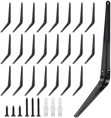 Lilaly 24 Pack Shelf Brackets 14 Inch Shelf Bracket, Heavy Duty L Brackets for Shelves for Hanging Floating Shelves Brac