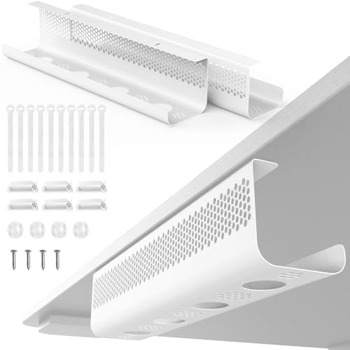 KHAMAL Cable Management Under Desk 26PCS - Cable Management Tray Kit Ventilated Hexagonal Design with Cable Clips, Wire 