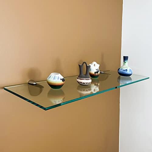 Fab Glass and Mirror Rectangle Glass Shelf, 10" X 18", Clear