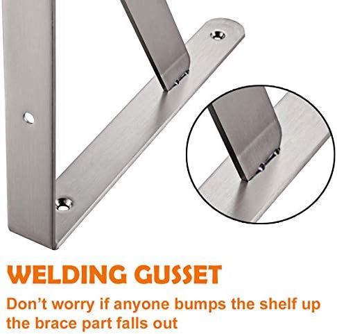 CLT Shelf Bracket 16” x 12" Max Load: 550 lb Heavy Duty Stainless Steel Solid Shelf Support Corner Brace Joint Right Ang