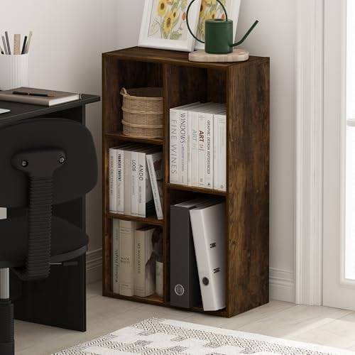 Furinno LUDER Book Shelf, 5-Cube Bookshelf, Open Storage Shelf Bookcase, Easy Assembly, 9.4" x 19.7" x 31.5", for Living