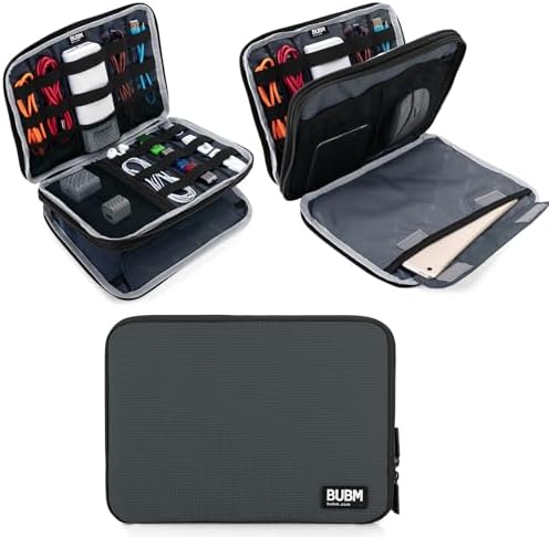 BUBM Double Layer Electronics Organizer, Travel Gadget Bag for Cables, Memory Cards, Flash Hard Drive and More, Fit for 